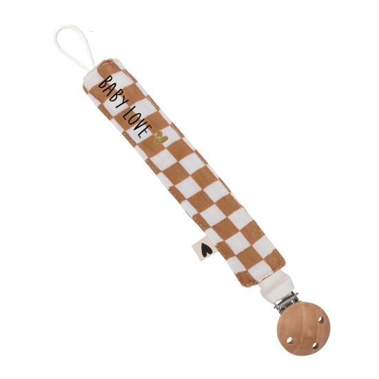 J&A- Attache tétine damier à personnaliser