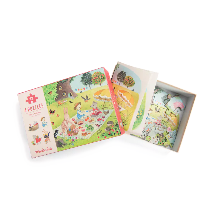 4 mini-puzzles des saisons 12 pièces - Moulin Roty