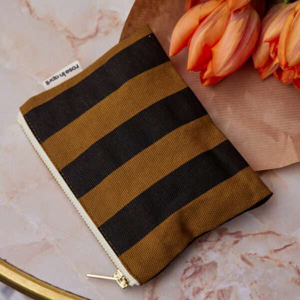 Porte monnaie rayures Rose in April - Cumin black washed