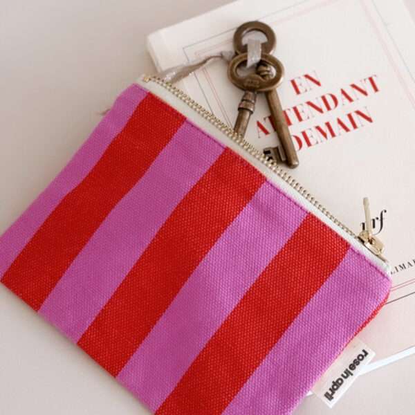 Porte monnaie rayures Rose in April - Orchid/red