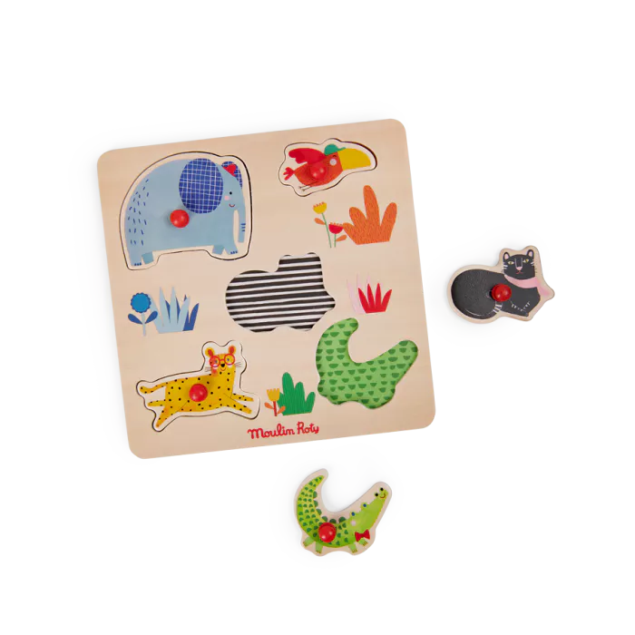 Puzzle encastrable 5 animaux - Moulin Roty