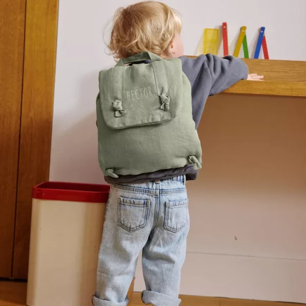 Sac à dos personnalisé "Petit chat" vert amande - Marceau Petit Picotin