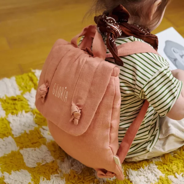Sac à dos personnalisé "Petit chat" bois de rose - Marceau Petit picotin