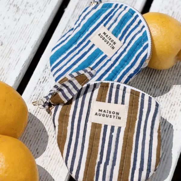 Porte monnaie Maison Augustin - Stripe kaki