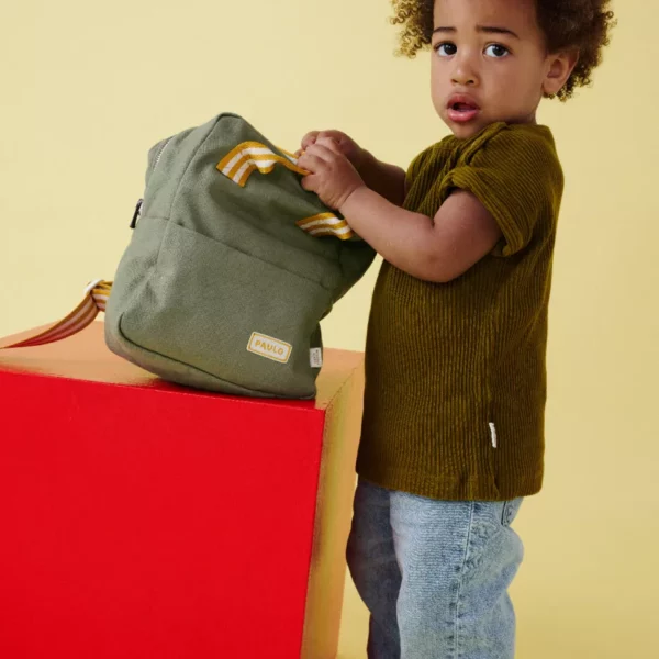 Sac à dos olive/rayé ocre- Roméo Petit Picotin