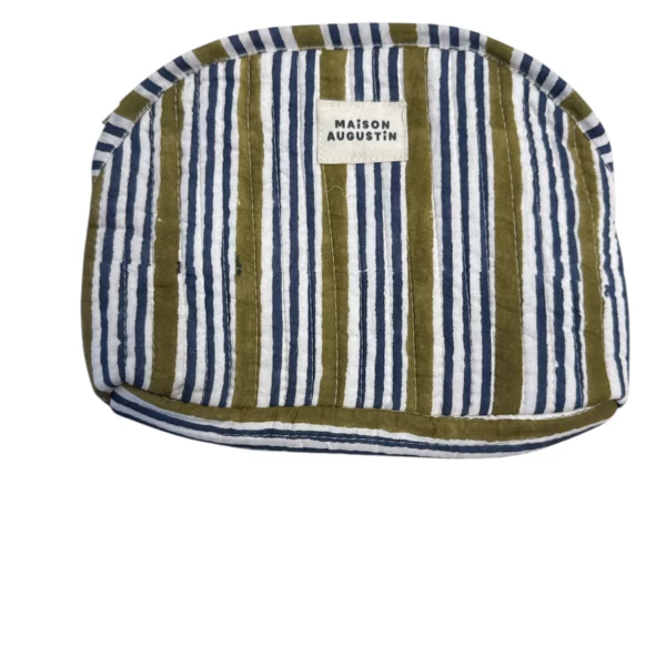 Trousse Make up Maison Augustin - Stripe kaki