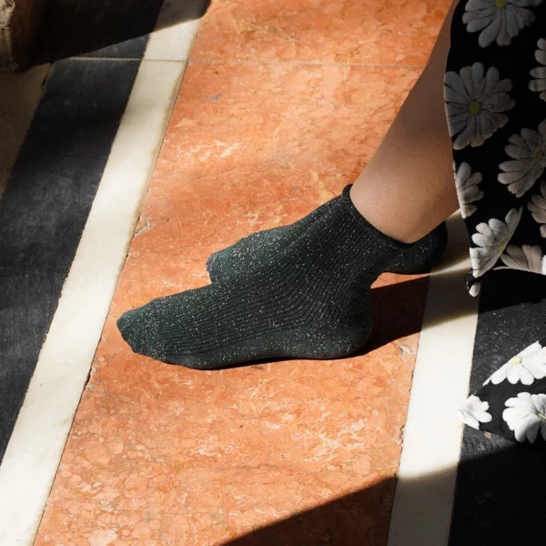 Chaussettes Lurex paillettes en Lyocell écologique verte – Klue