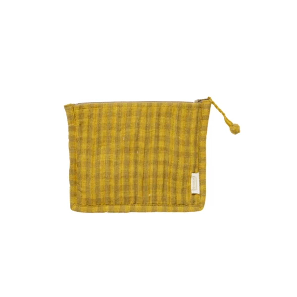 Petite pochette matelassée -Vichy olive - Bonheur du jour