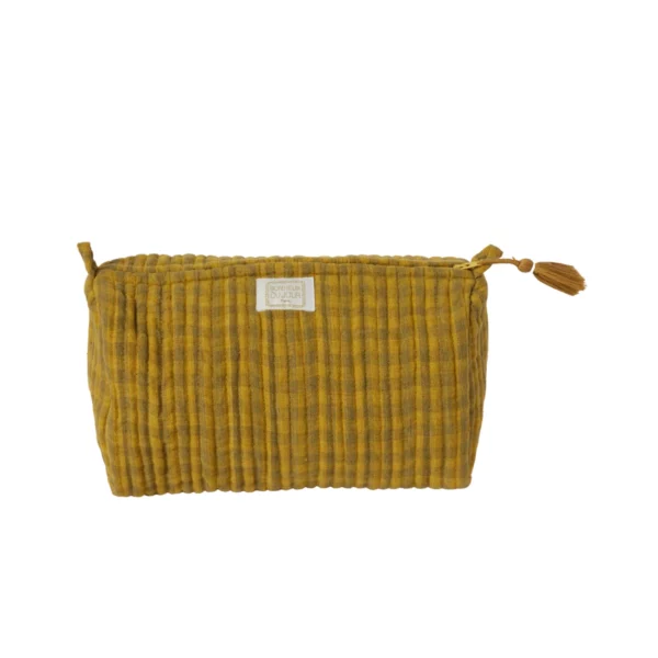 Trousse de toilette 26X15cm - Vichy olive - Bonheur du jour