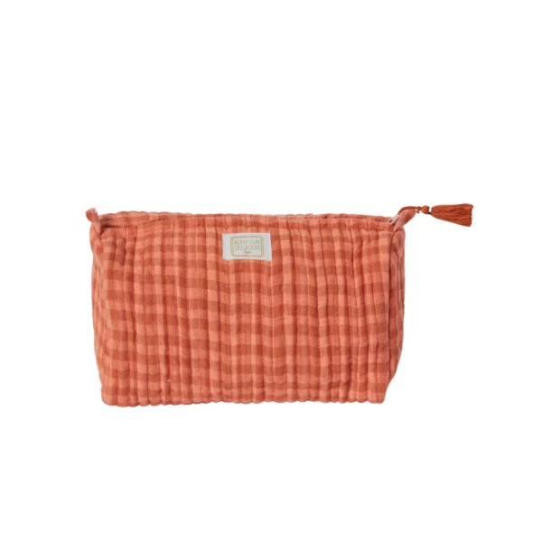 Trousse de toilette 26-15cm - Vichy rose terracotta - Bonheur du jour