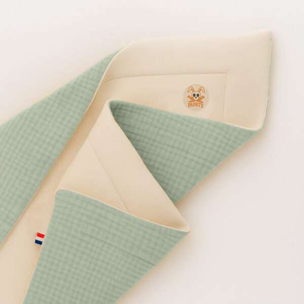 Le Plaid "Cocon Nature" – Polaire de Coton Vert & Blanc