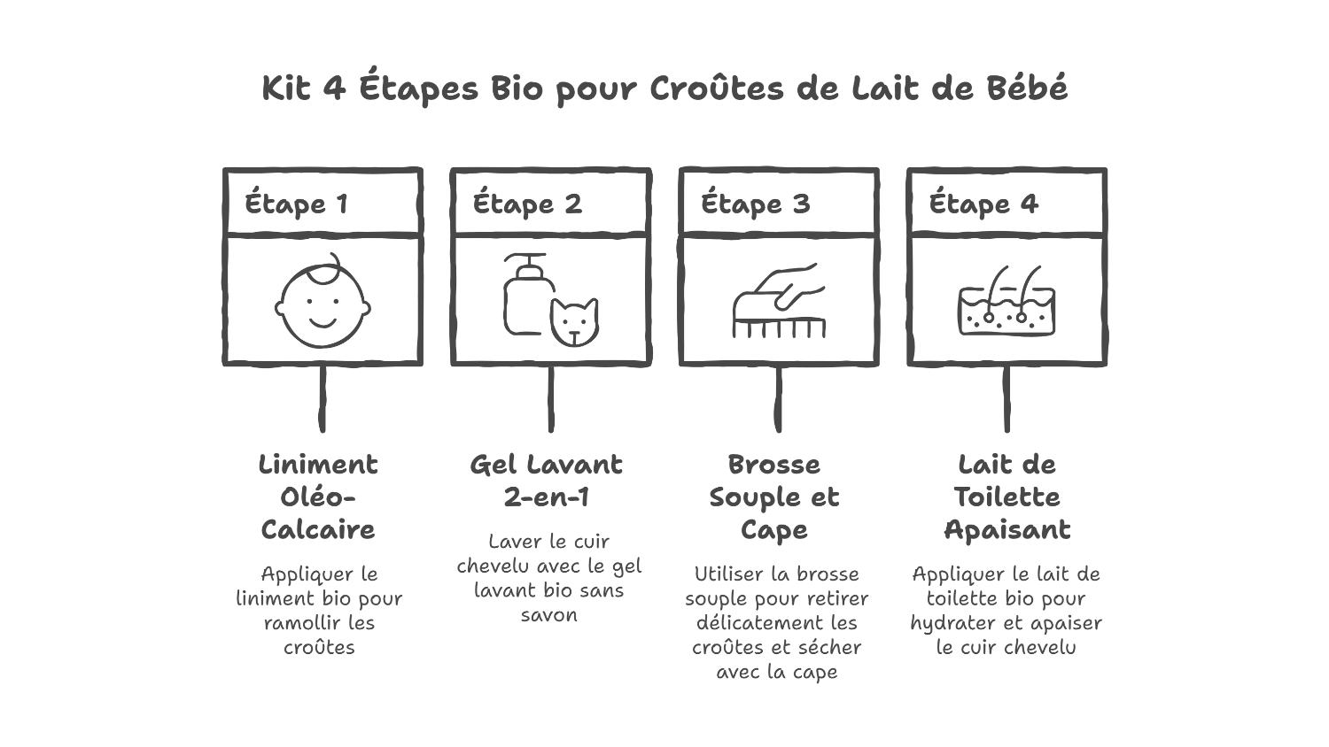 Kit 4 étapes bio pour éliminer les croûtes de lait